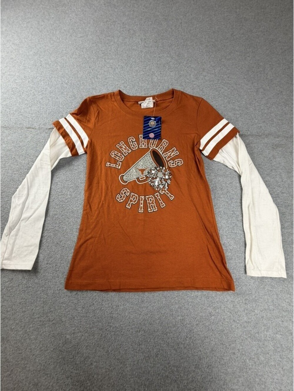 Texas Girls‎ Long Sleeve Shirt Size 10 Longhorns Spirit Layered Sequin NWT